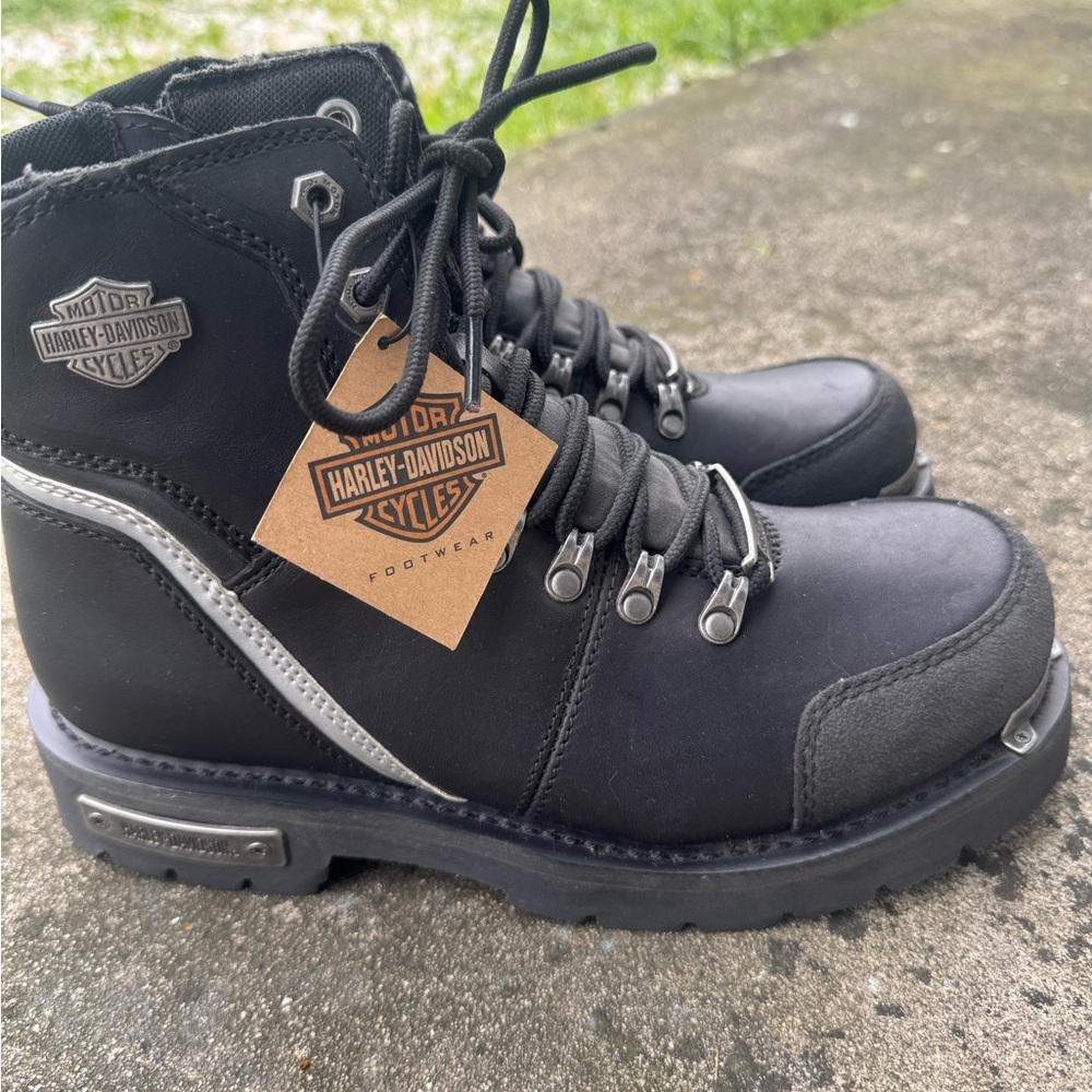 Harley-Davidson Men's Black and Gray Boots